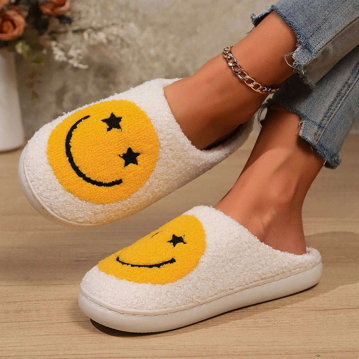 Smiley Slippers - Smile Face Cotton Home Slides