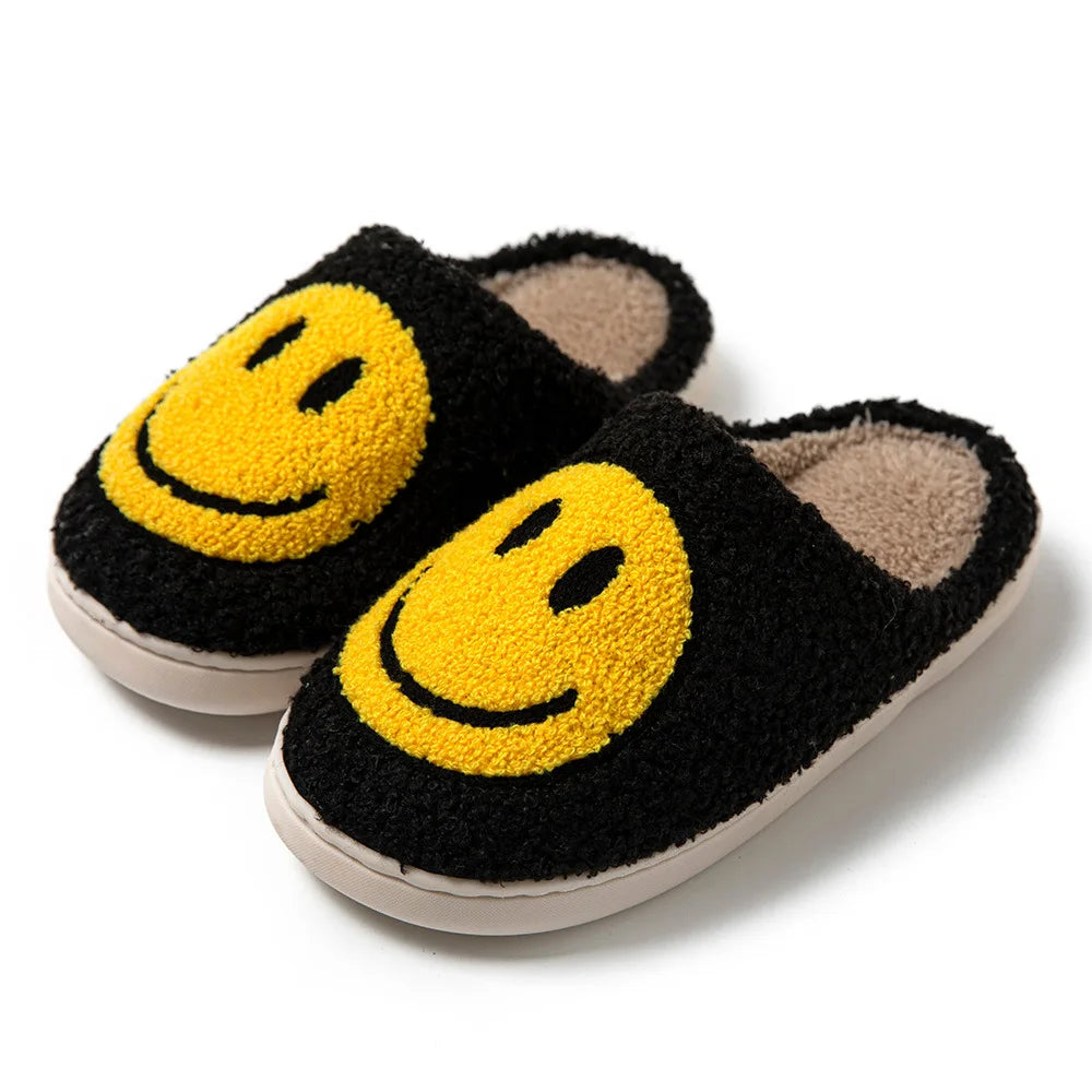 Smile Face Plush Slippers Comfortable Shoes