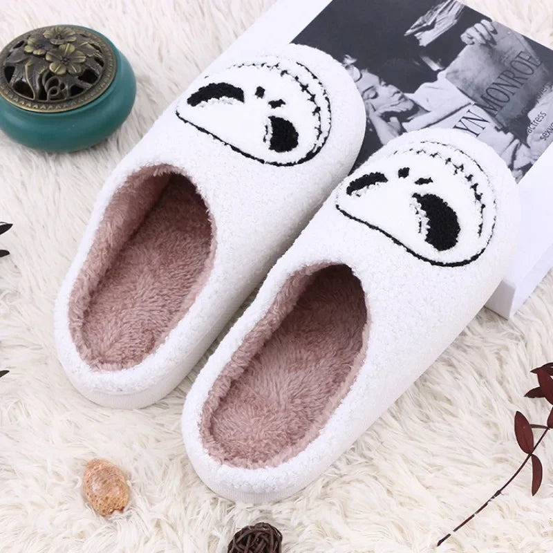 Halloween bad smile skull slippers