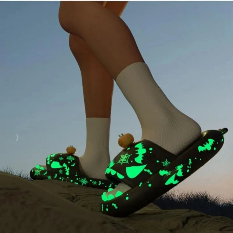 Shark Slippers - Halloween Pumpkin Night Light Slides