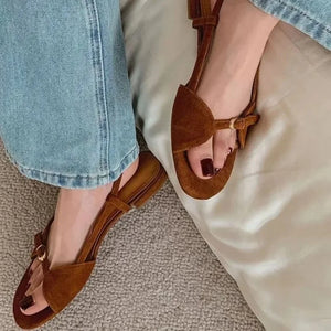 Brown Sandals - Flat Open toe hollow Sandals