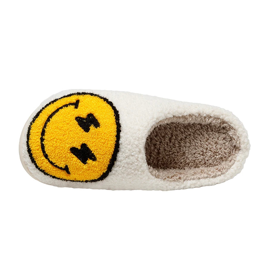 Smiley Face Slippers - Lightning Smile House Funny Slides