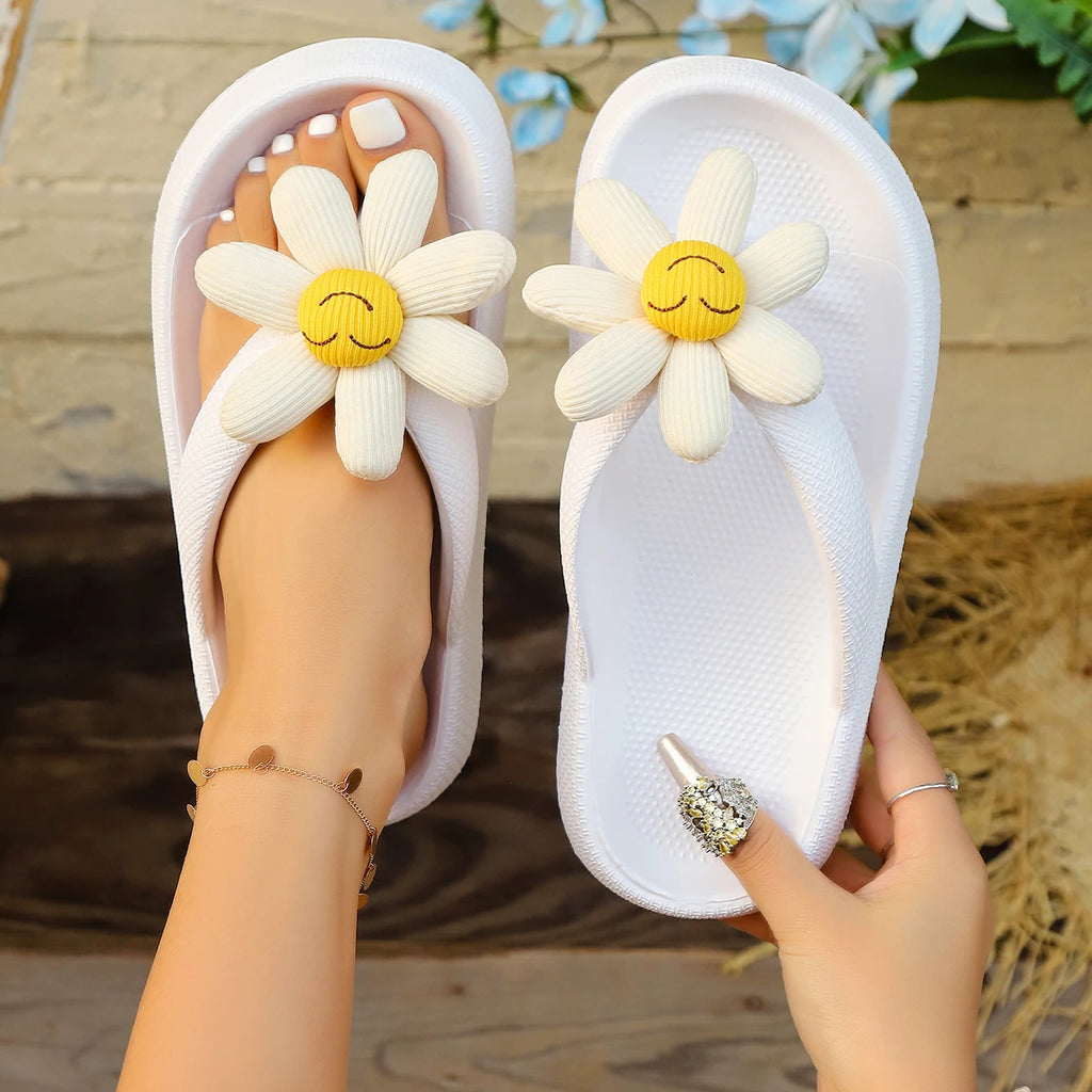 Multi-Color Summer Flip-Flops Smiling Sunflower