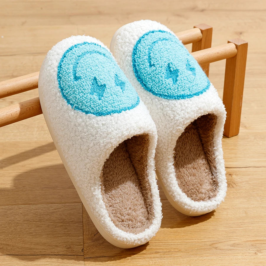 Smiley Face Slippers - Lightning Smile House Funny Slides