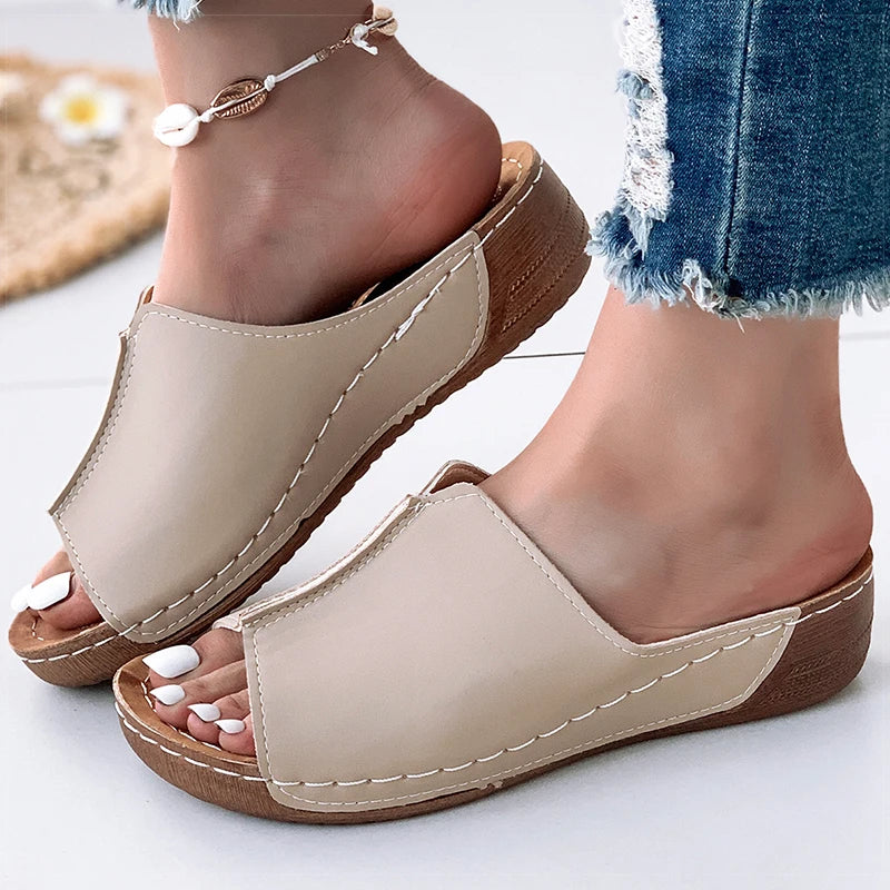 Brown Sandals - Soft Heels Low Platform