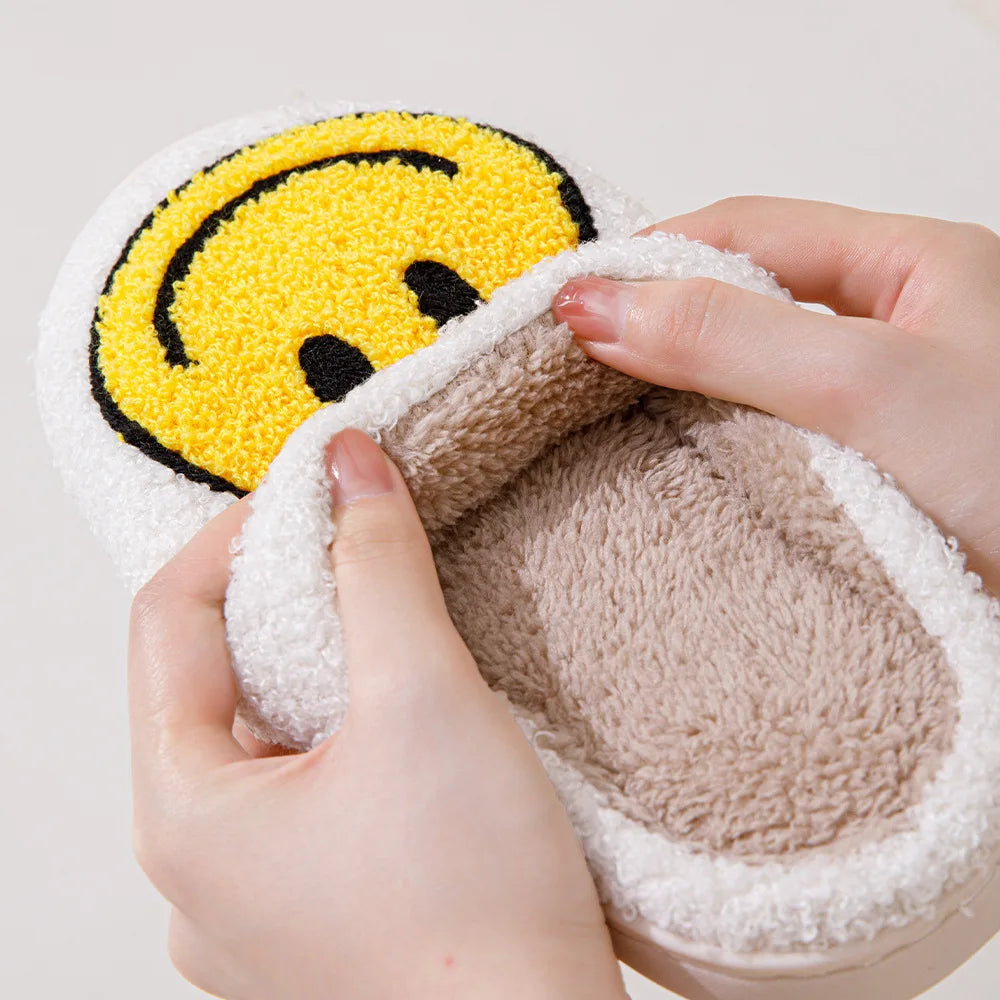 Smile Face Plush Slippers Comfortable Shoes
