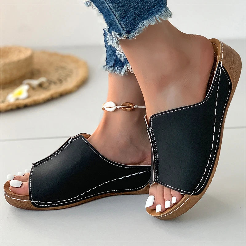 Brown Sandals - Soft Heels Low Platform