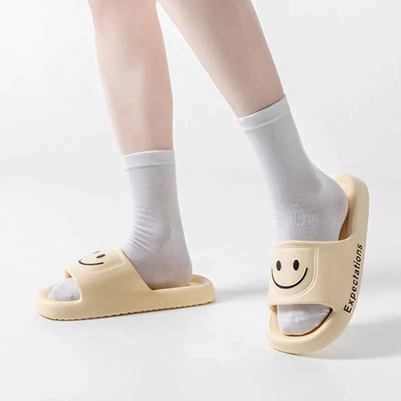 Smile Slippers - Smiling Face Solid Color Home Slides