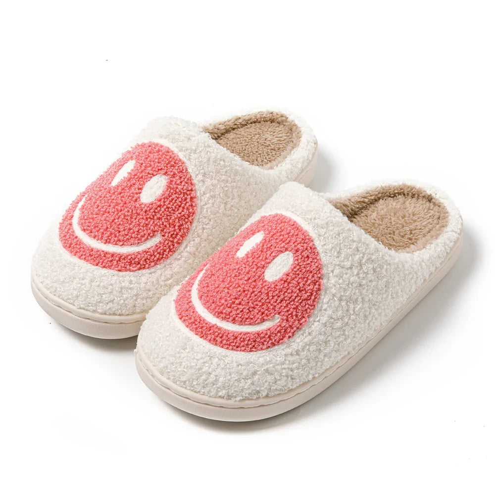 Smile Face Plush Slippers Comfortable Shoes