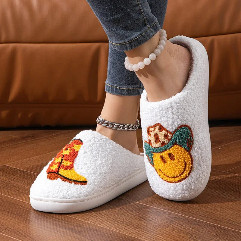 Smiley Slippers - Smile Face Woolly Slides