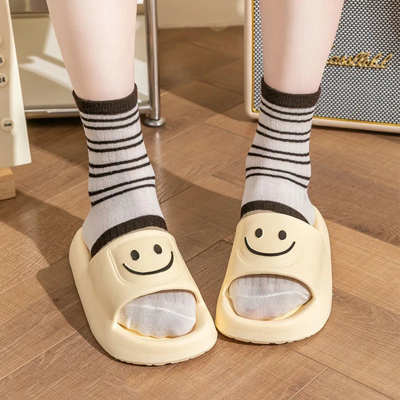 Smile Slippers - Smiling Face Slides Solid Color