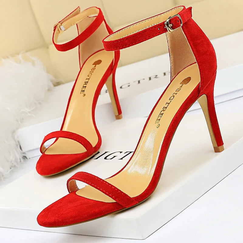 Brown Sandals - Suede Hollow High Heels