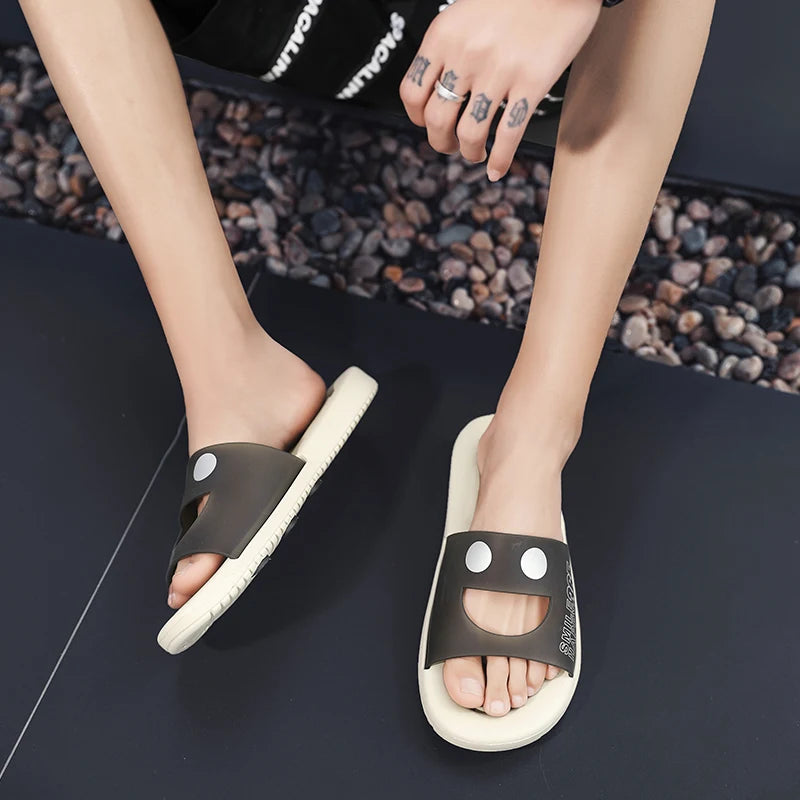 Smiling Face Slippers - Non-Slip Thick Sole Slides