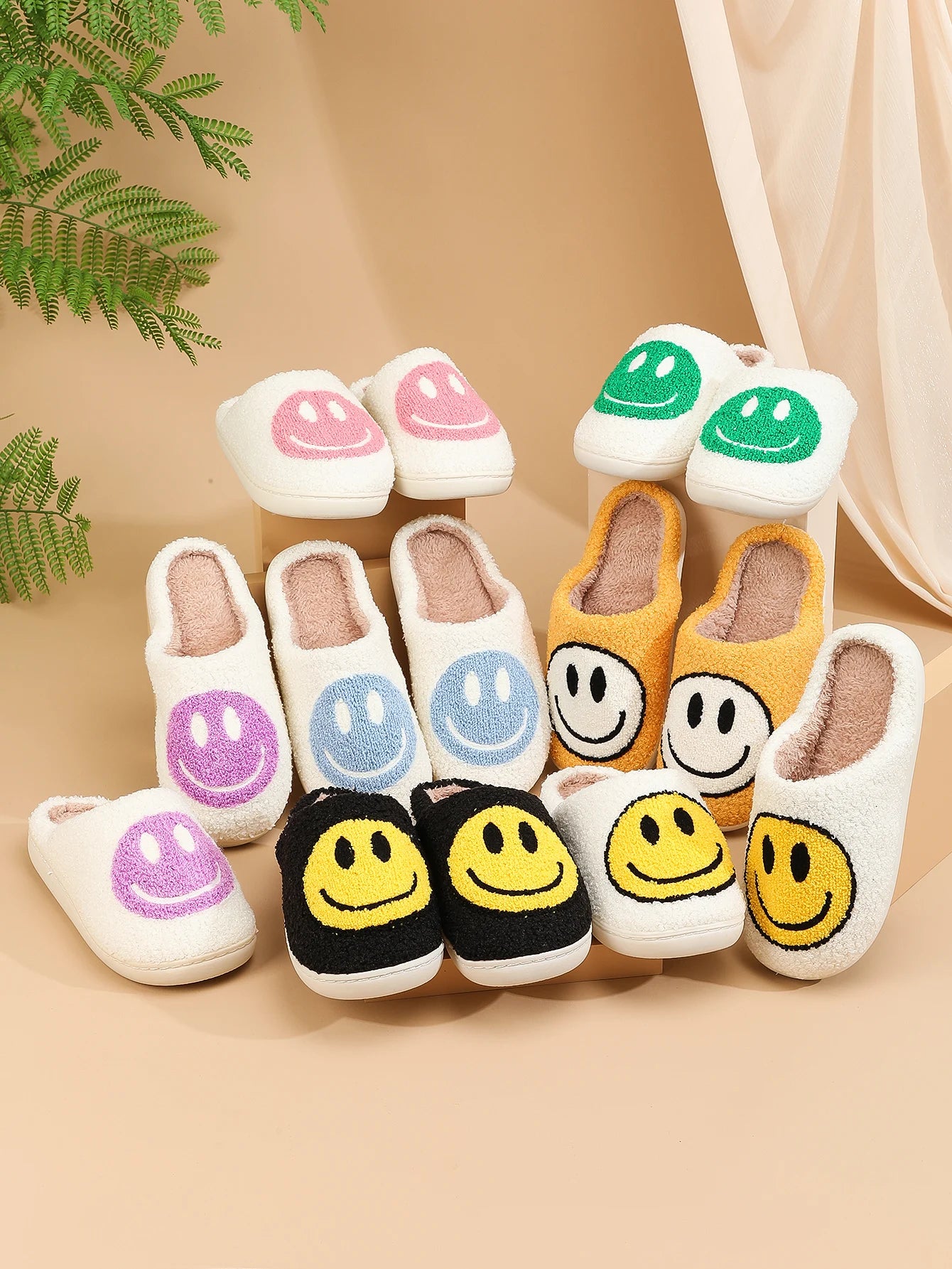Smiling Face Cotton Slippers Home Indoor