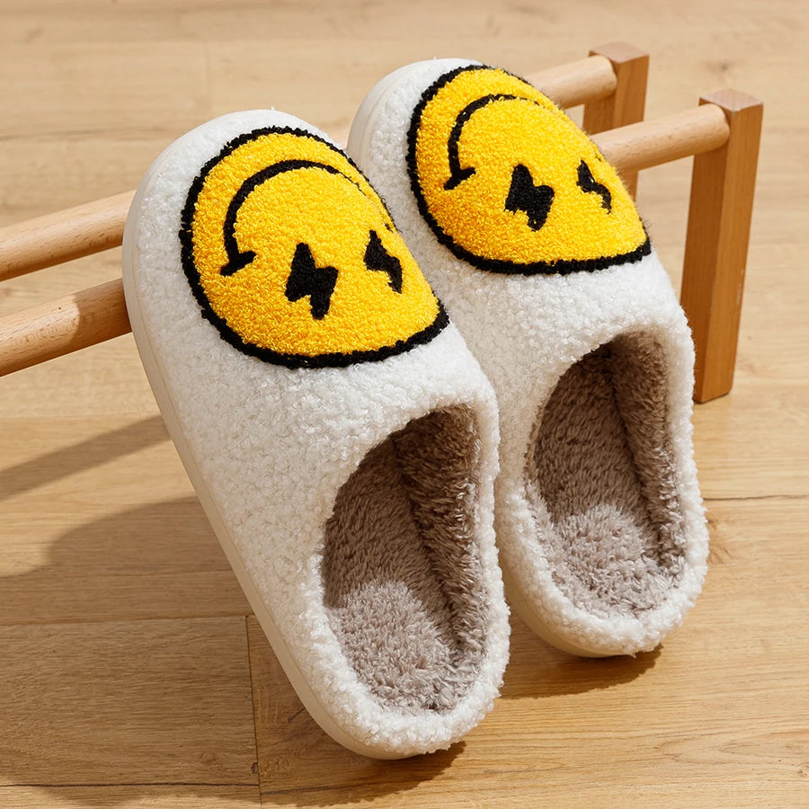 Smile Face Slippers - House Funny Fluffy Slides