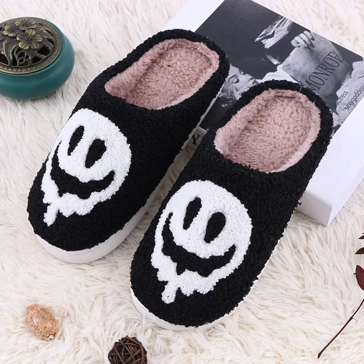 Halloween bad smile skull slippers