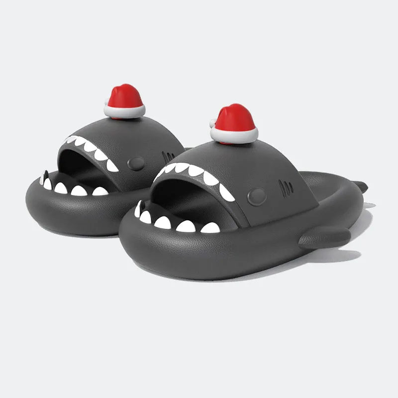 Christmas Shark Slippers Beach Street Slides