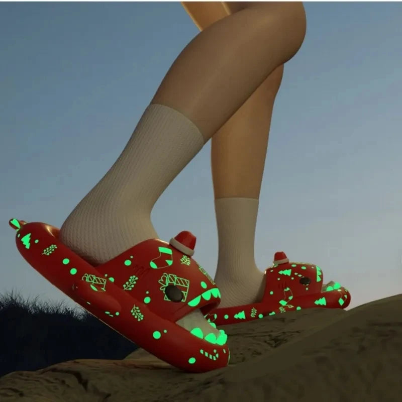 Shark Slippers - Halloween Pumpkin Night Light Slides