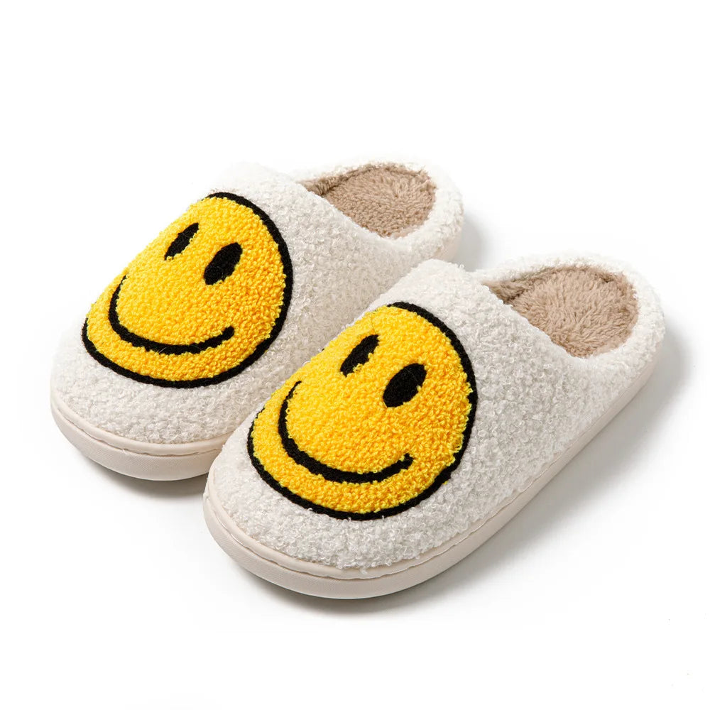 Smile Face Plush Slippers Comfortable Shoes