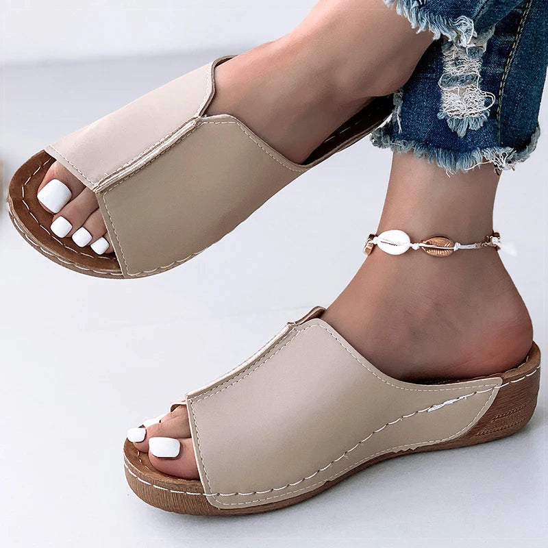Brown Sandals - Soft Heels Low Platform