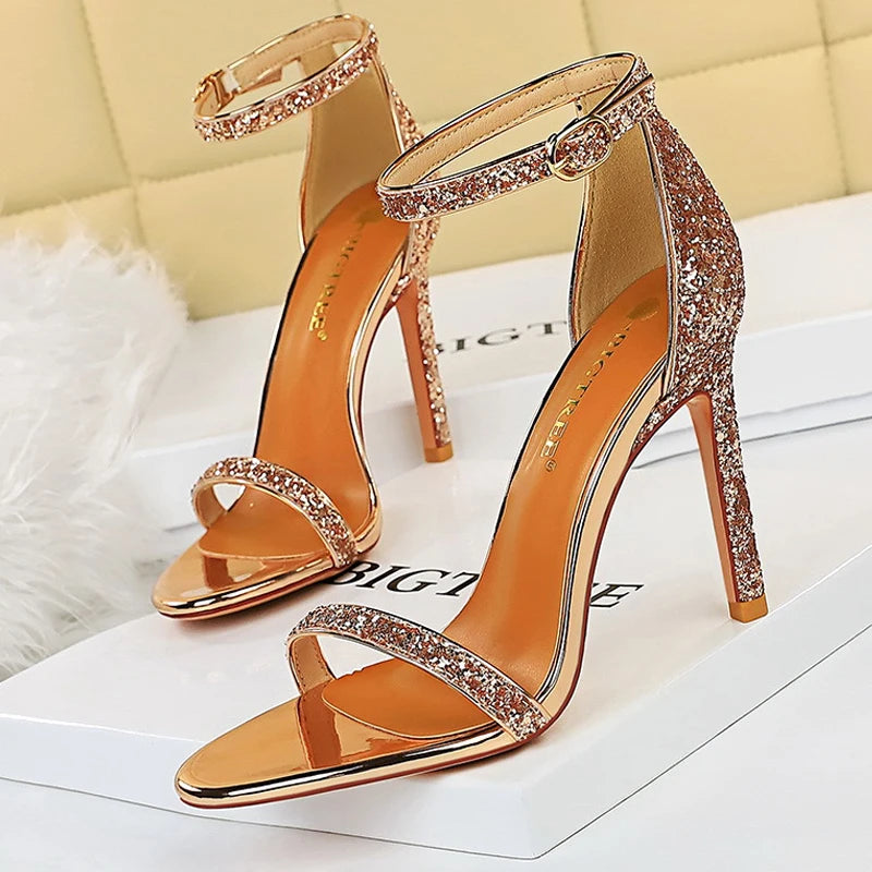 Brown Sandals - Suede Hollow High Heels
