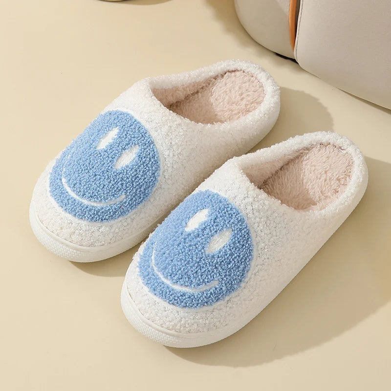 Smiley Face Slippers - Cotton Slides Anti Slip Home Shoes